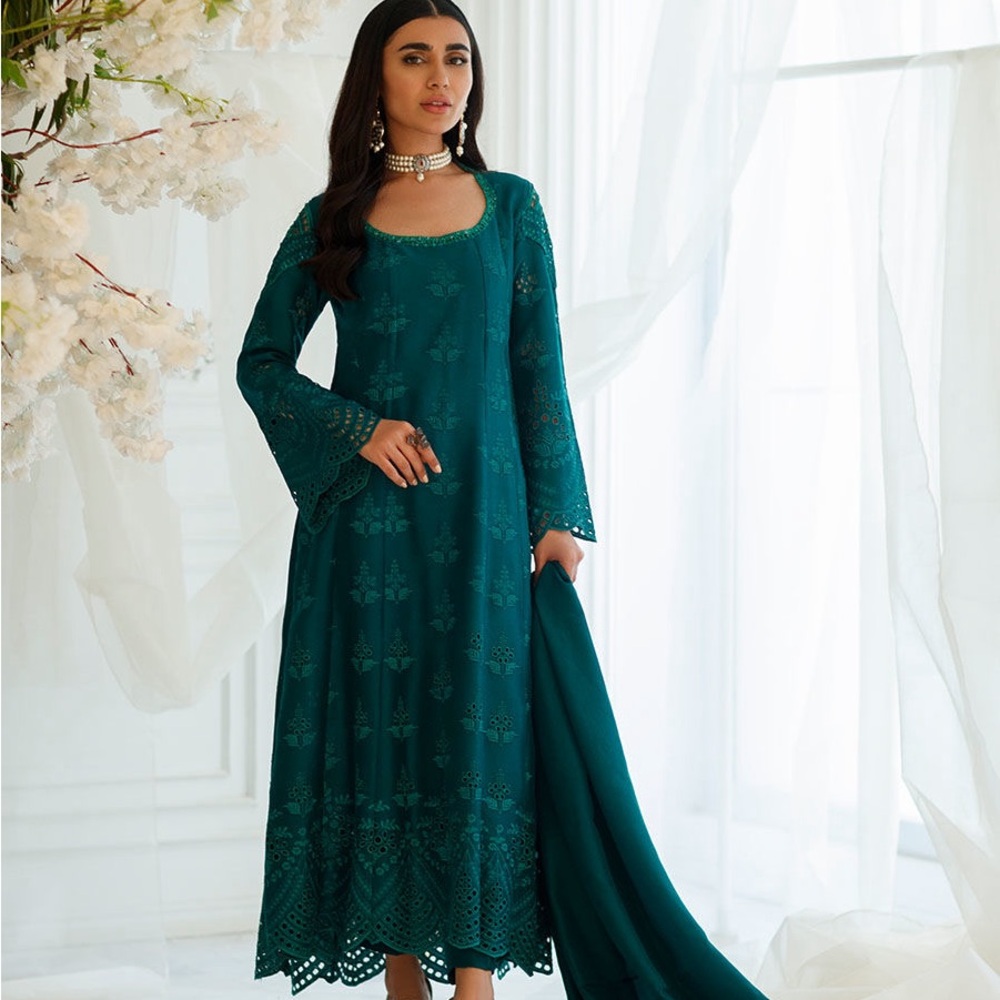 Farah Talib Aziz Pakistani/Indian Malachite Green 3-Piece Kalidaar